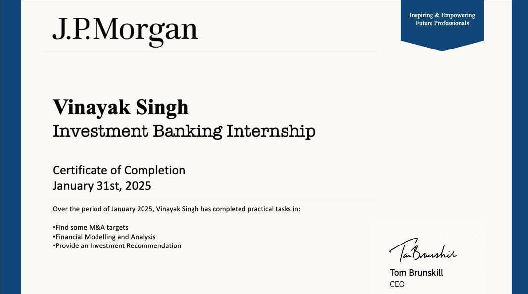 JP Morgan Collaboration Certificate