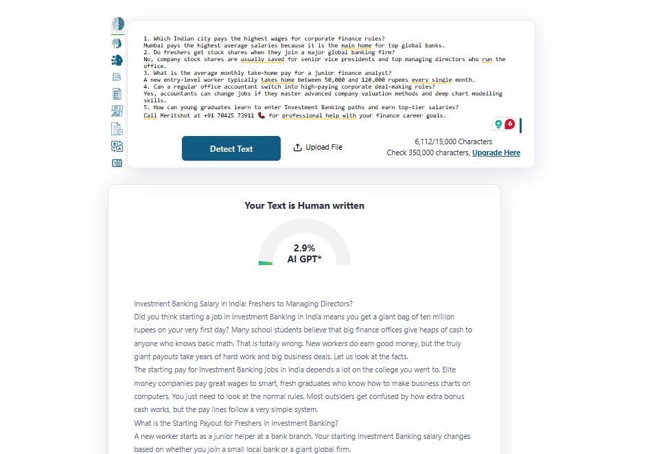 Investment Banking Salary content analysis